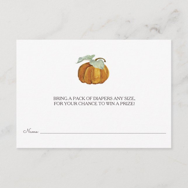 Diaper Raffle Ticket - Little Pumpkin Enclosure Card (Front)