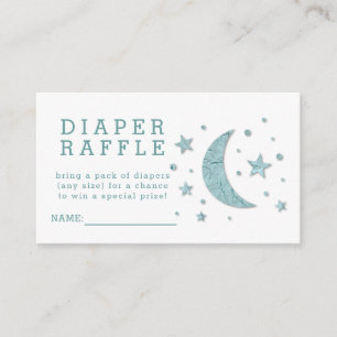Diaper Raffle Ticket Mint Stars Moon Baby Shower Enclosure Card