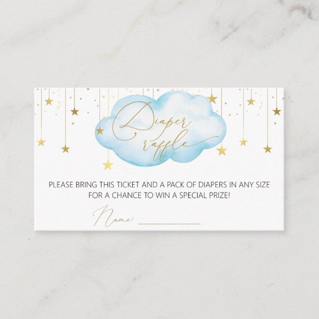 Diaper Raffle Ticket, Moon & Stars Enclosure Card (Front)
