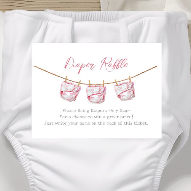 Diaper Raffle Ticket Pink Girl Baby Shower Enclosure Card (Creator Uploaded)