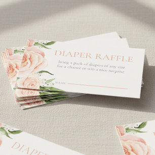 Diaper Raffle Ticket Pink Rose Baby Shower Game  Enclosure Card