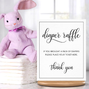 DIAPER RAFFLE Ticket SIGN Black White Baby Shower