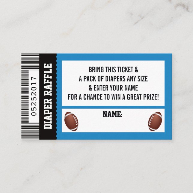 Diaper Raffle Ticket, Sports, Football Baby Shower Enclosure Card (Front)