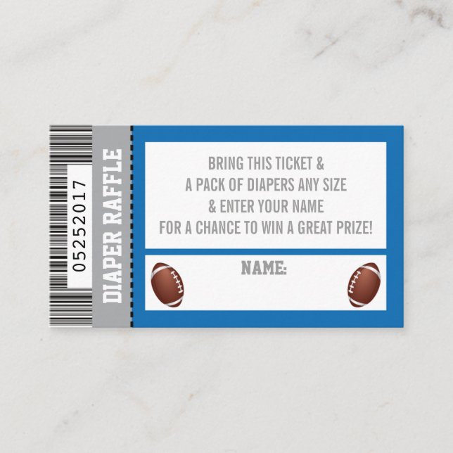 Diaper Raffle Ticket, Sports, Football Baby Shower Enclosure Card (Front)