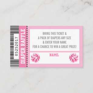 Diaper Raffle Ticket, Sports, Pom Pom, Baby Shower Enclosure Card