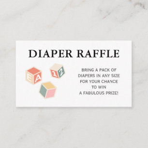 Diaper Raffle Ticket, Toy Blocks Baby Shower Enclosure Card