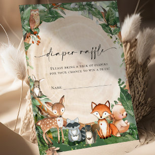 Diaper Raffle Ticket Woodland Stationery