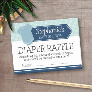 Diaper Raffle Tickets - Baby Shower Game Blue Boy Post-it Notes