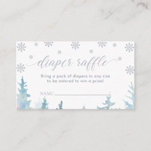 Diaper Raffle Tickets   Silver Winter Baby Shower Enclosure Card