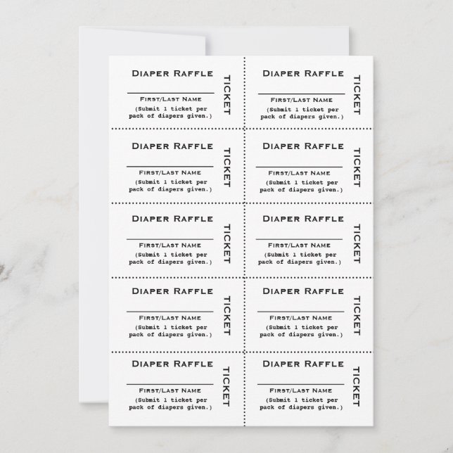 Diaper Raffle Tickets  Simple Invitation (Front)