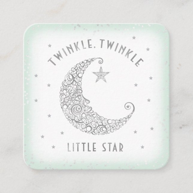 Diaper Raffle Twinkle Little Star Baby Shower Mint Enclosure Card (Front)