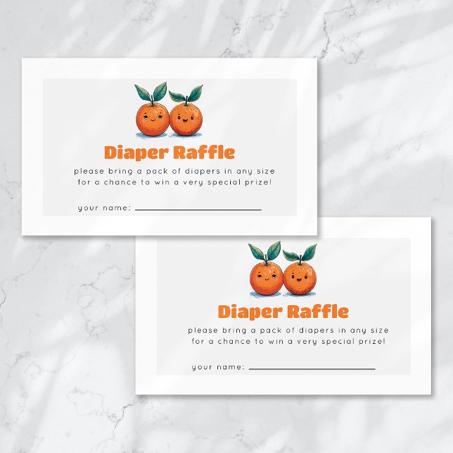 Diaper Raffle Two Little Cuties Orange  Enclosure Card (Creator Uploaded)