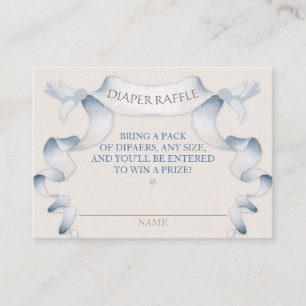 Diaper Raffle Vintage Carriage Ivory Blue Gingham Enclosure Card