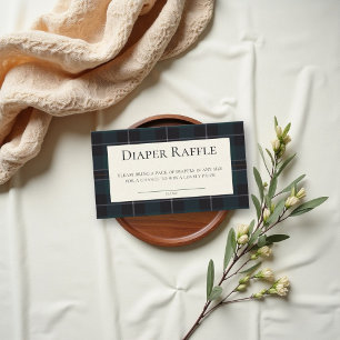 Diaper Raffle Vintage Preppy Plaid Boy Baby Shower Enclosure Card