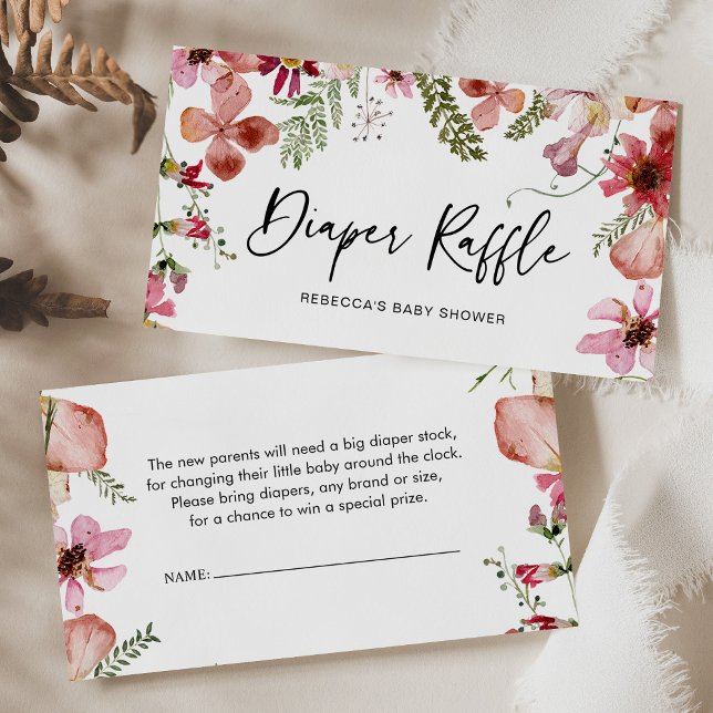 Diaper Raffle Watercolor Floral Enclosure Card (Creator Uploaded)