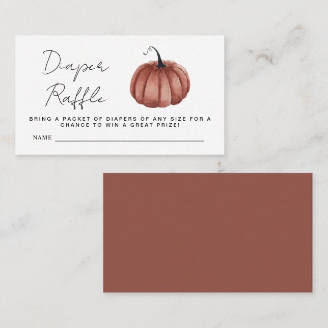 Diaper Raffle Watercolor Rustic Pumpkin  Enclosure Card (Front/Back)