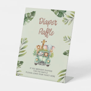 Diaper Raffle Wild One Safari Baby Shower Pedestal Sign