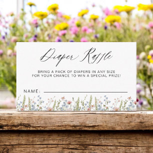 Diaper Raffle Wildflower Colourful Baby Shower Enclosure Card