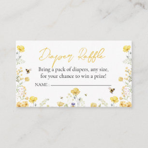 Diaper Raffle Wildflower Floral Honey Bee  Enclosure Card