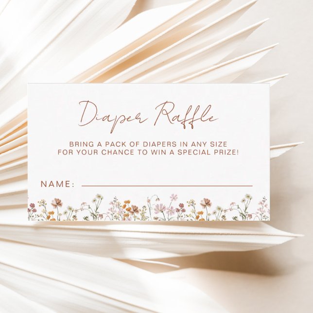 Diaper Raffle Wildflower Terracotta Baby Shower Enclosure Card (Creator Uploaded)