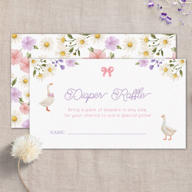 Diaper Raffle Wildflowers Geese Baby Shower Enclosure Card (Creator Uploaded)