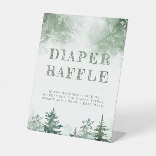 Diaper raffle winter forest baby shower pedestal sign