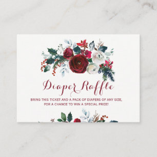 Diaper raffle winter peony baby shower insert card