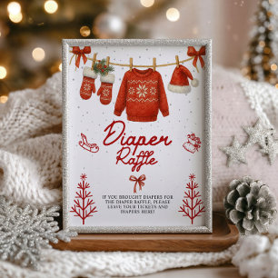 Diaper raffle Winter Santa Sign