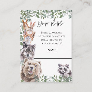 Diaper Raffle Woodland Animals Baby Shower Forest Enclosure Card