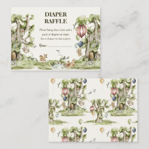 Diaper Raffle Woodland Animals Watercolor Shower Enclosure Card