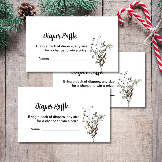 Diaper raffles winterberry rustic boho wildflowers enclosure card (Creator Uploaded)