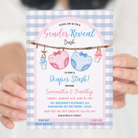 Diaper Stash Boy or Girl Gingham Gender Reveal