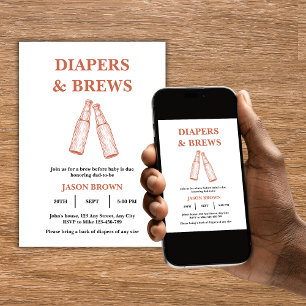 Diapers & Brews Party Man Baby Shower Invitation