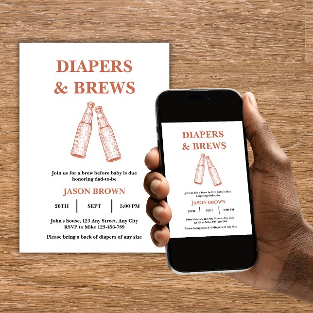 Diapers & Brews Party Man Baby Shower Invitation (Diapers & Brews Party Man Baby Shower Invitation)