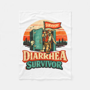 Diarrhoea Survivor Funny Camping Hiking Outdoor Fleece Blanket