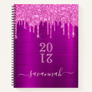 Diary purple glitter pink girly modern notebook