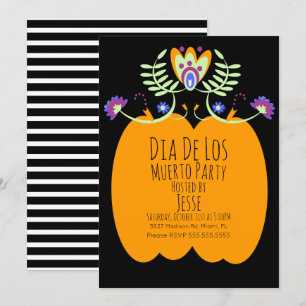 Dias De Los Muerto Pumpkin Folk Florals Invitation