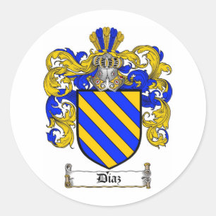 DIAZ FAMILY CREST -  DIAZ COAT OF ARMS CLASSIC ROUND STICKER