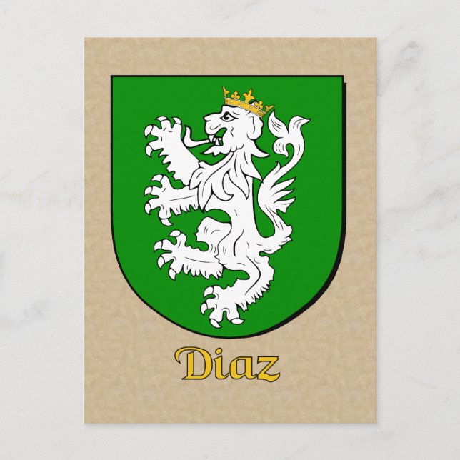 Diaz Family Heraldic Shield Postcard (Front)
