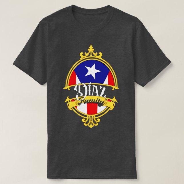 Diaz Family Puerto Rico Flag T-Shirt (Design Front)