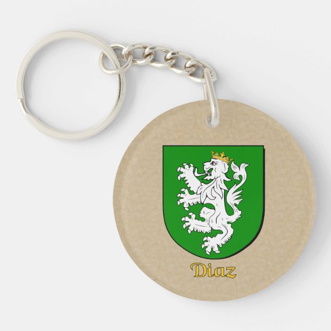Diaz Historical Shield with Flag of Mexico Key Ring (Front)