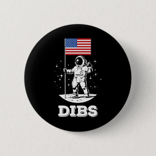 Dibs American Flag Astronaut Space 4th Of July Ame 6 Cm Round Badge