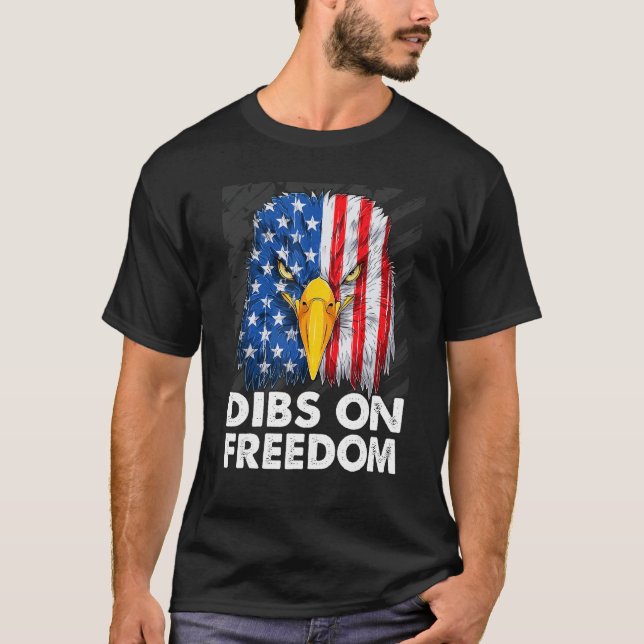 Dibs on Freedom 4th of July US Flag Firecrackers T-Shirt (Front)