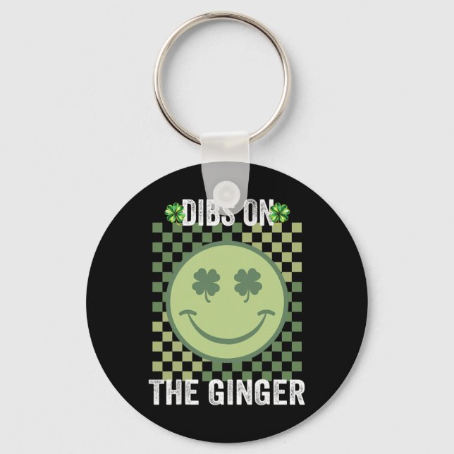 Dibs On The Ginger St Patricks Day Funny Irish Sha Key Ring (Front)