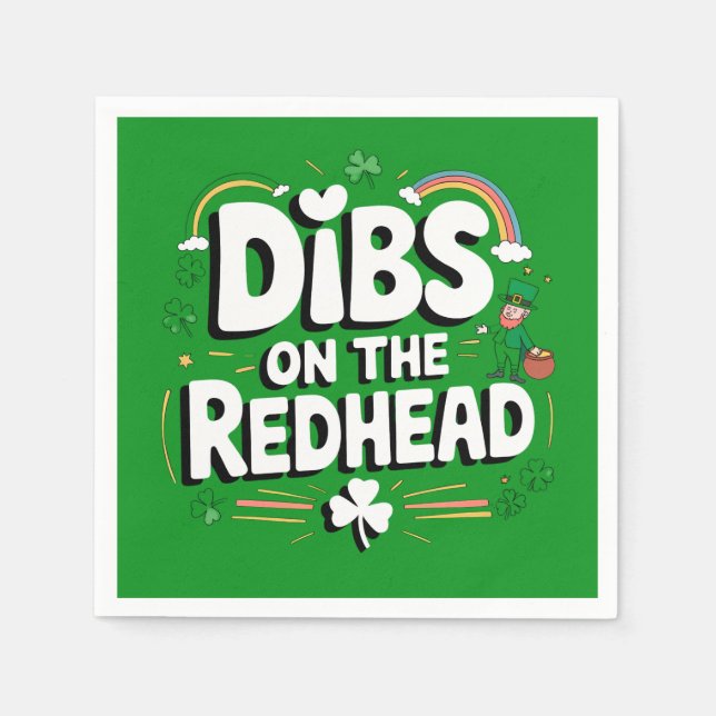 Dibs On The Redhead Funny St Patrick's Day Napkin (Front)