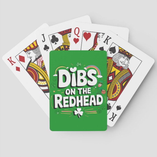 Dibs On The Redhead Funny St Patrick's Day Playing Cards (Back)