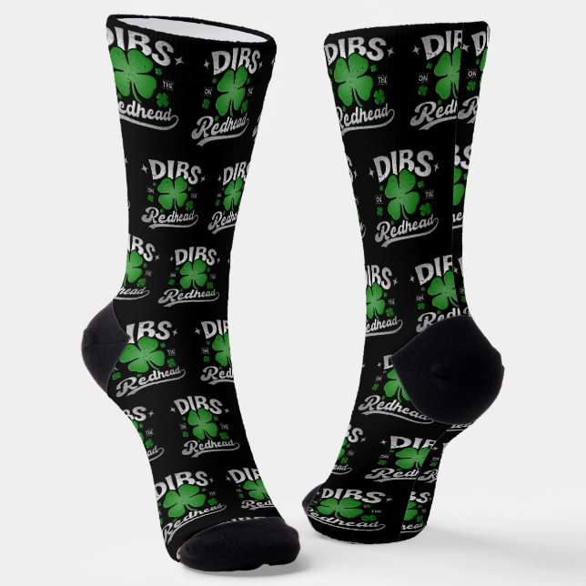 Dibs On The Redhead Funny St Patrick's Day Socks (Angled)