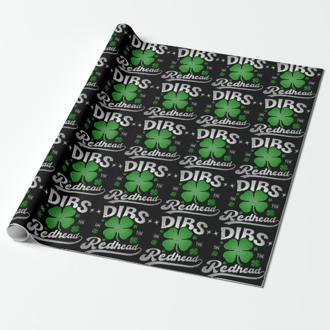 Dibs On The Redhead Funny St Patrick's Day Wrapping Paper (Unrolled)