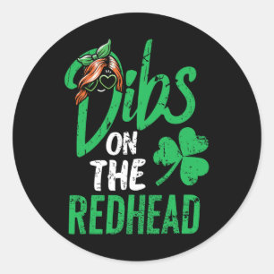 Dibs On The Redhead Men St Patricks Day Classic Round Sticker