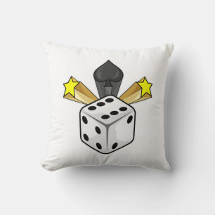 Dice at Poker with Spades & Stars Cushion